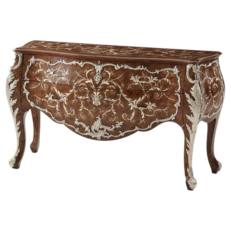 Marquetry Inlaid Louis XV Commode For Sale