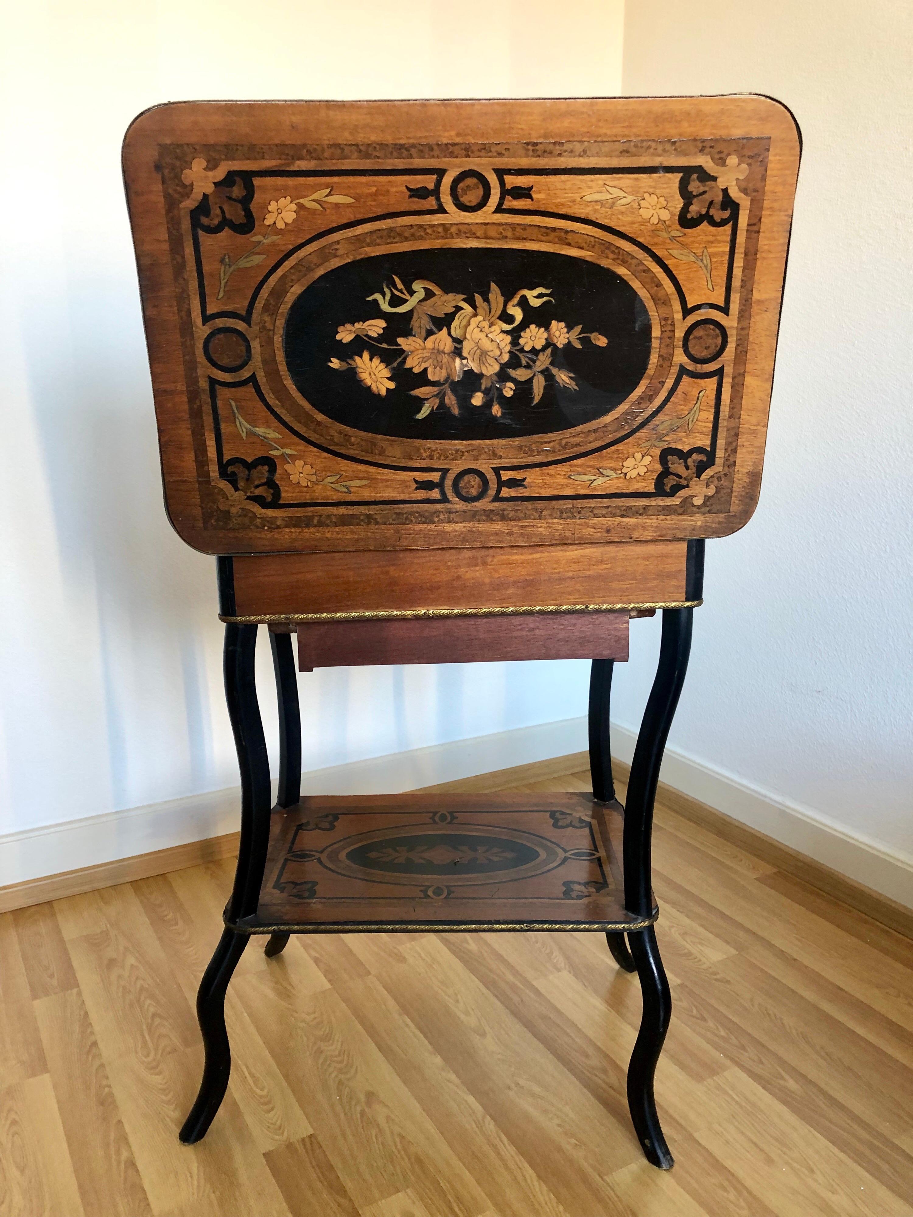 Lovely petite early 20th century vanity make up table that needs some light restoration. 


The furniture of the Louis XV period (1715-1774) is characterized by curved forms, lightness, comfort and asymmetry; it replaced the more formal, boxlike
