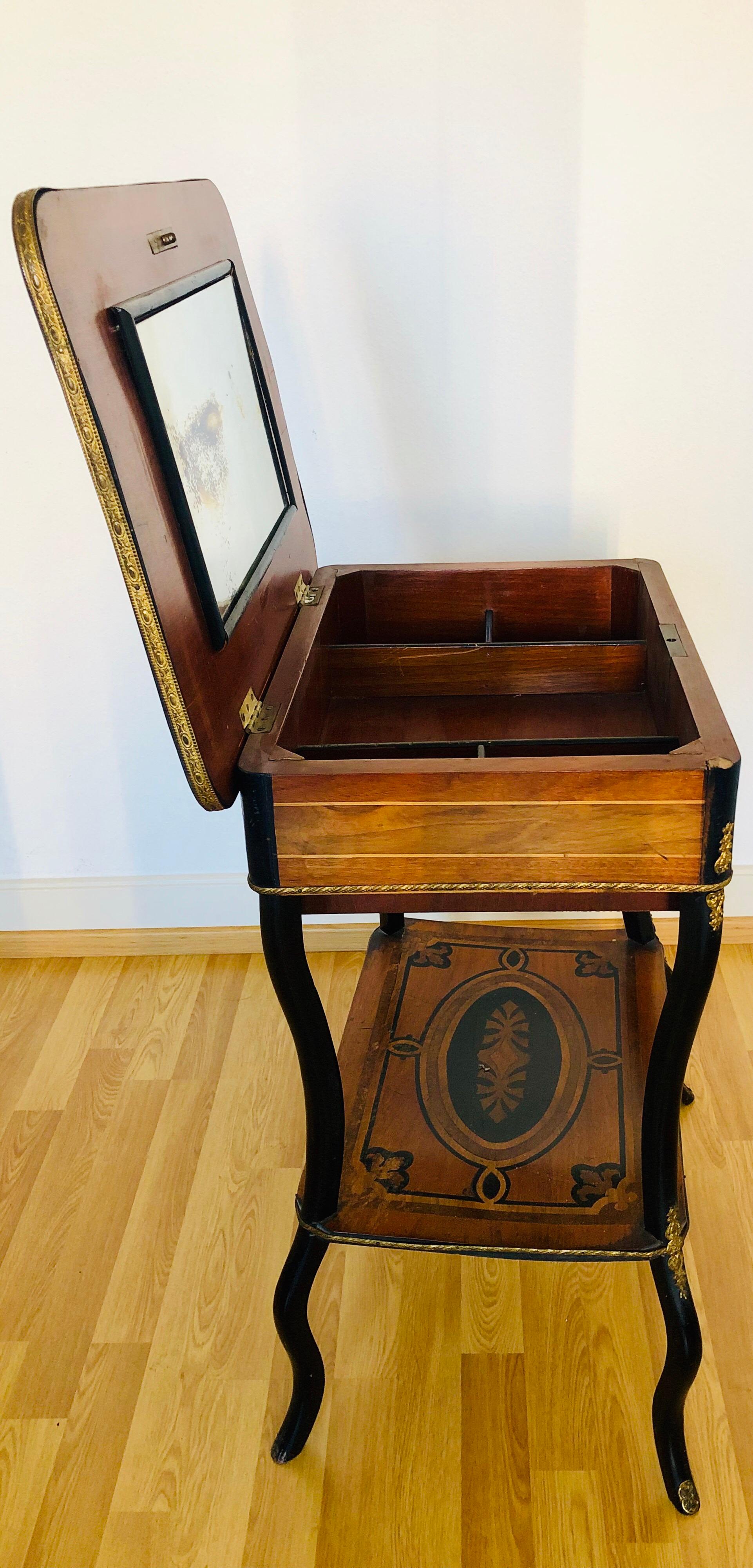 20th Century Marquetry Inlaid Louis XV Style Side / Vanity Dressing Table, France SALE 