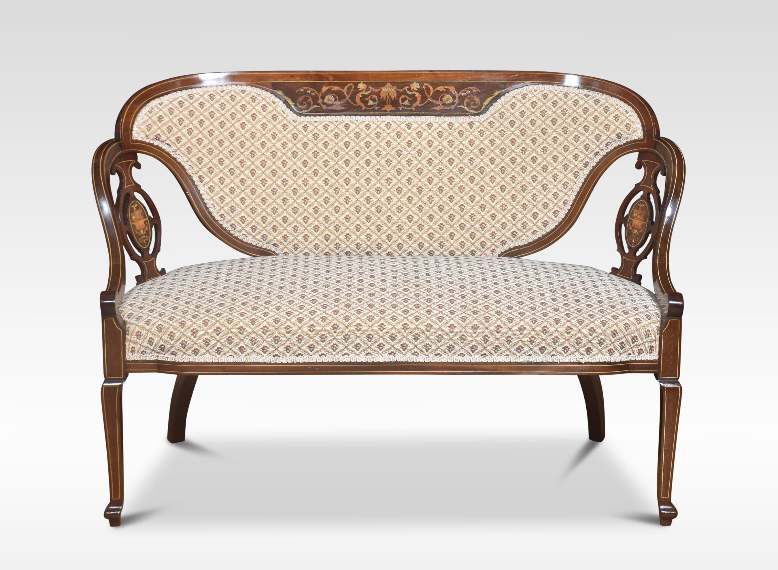 Marquetry Inlaid mahogany settee In Good Condition For Sale In Cheshire, GB