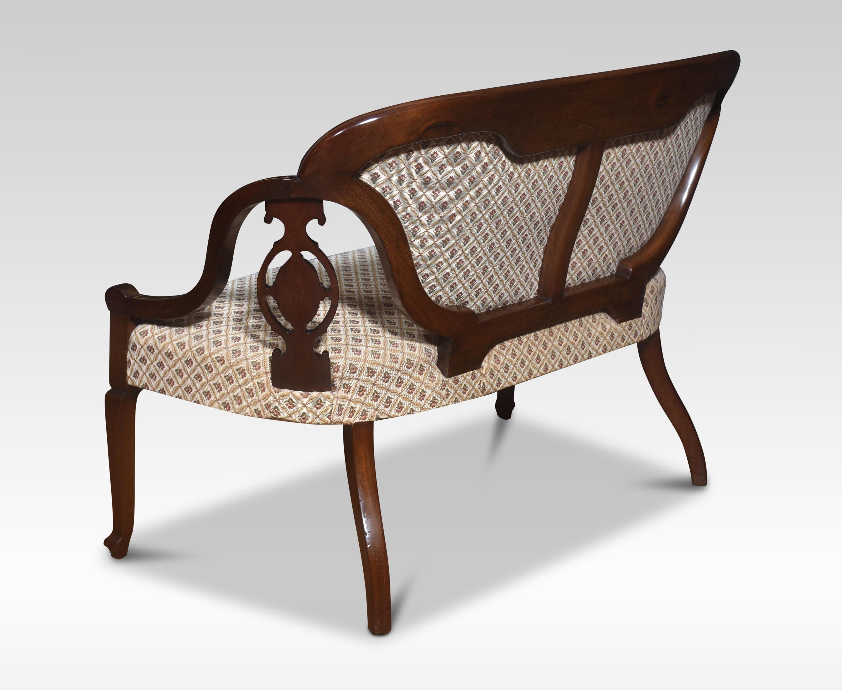 Wood Marquetry Inlaid mahogany settee For Sale