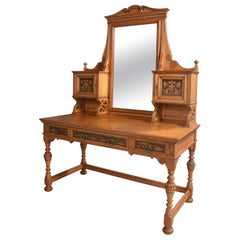 Antique Marquetry inlaid oak dressing table