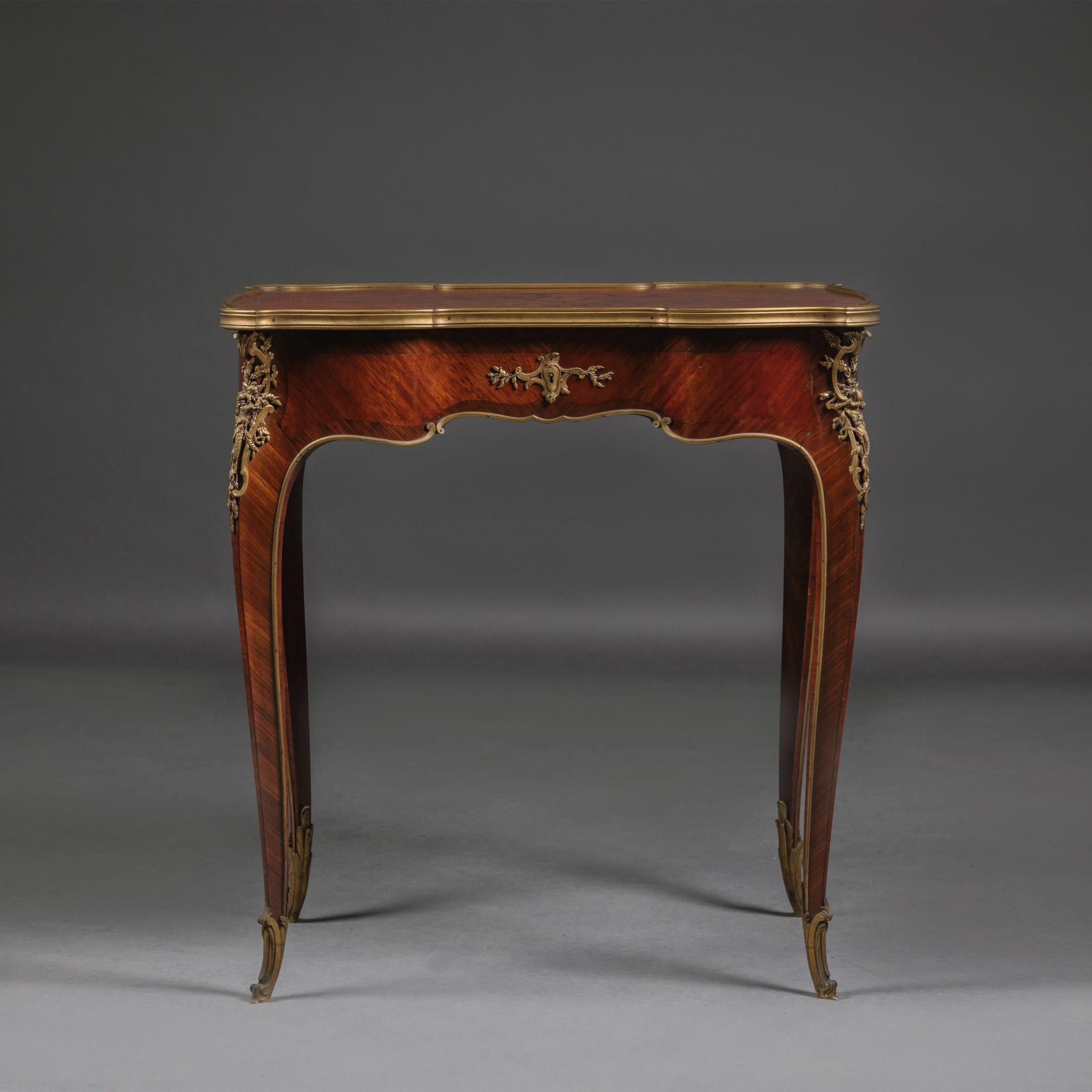 Louis XVI Marquetry Inlaid Occasional Table, Attributed to Emmanuel Zwiener For Sale