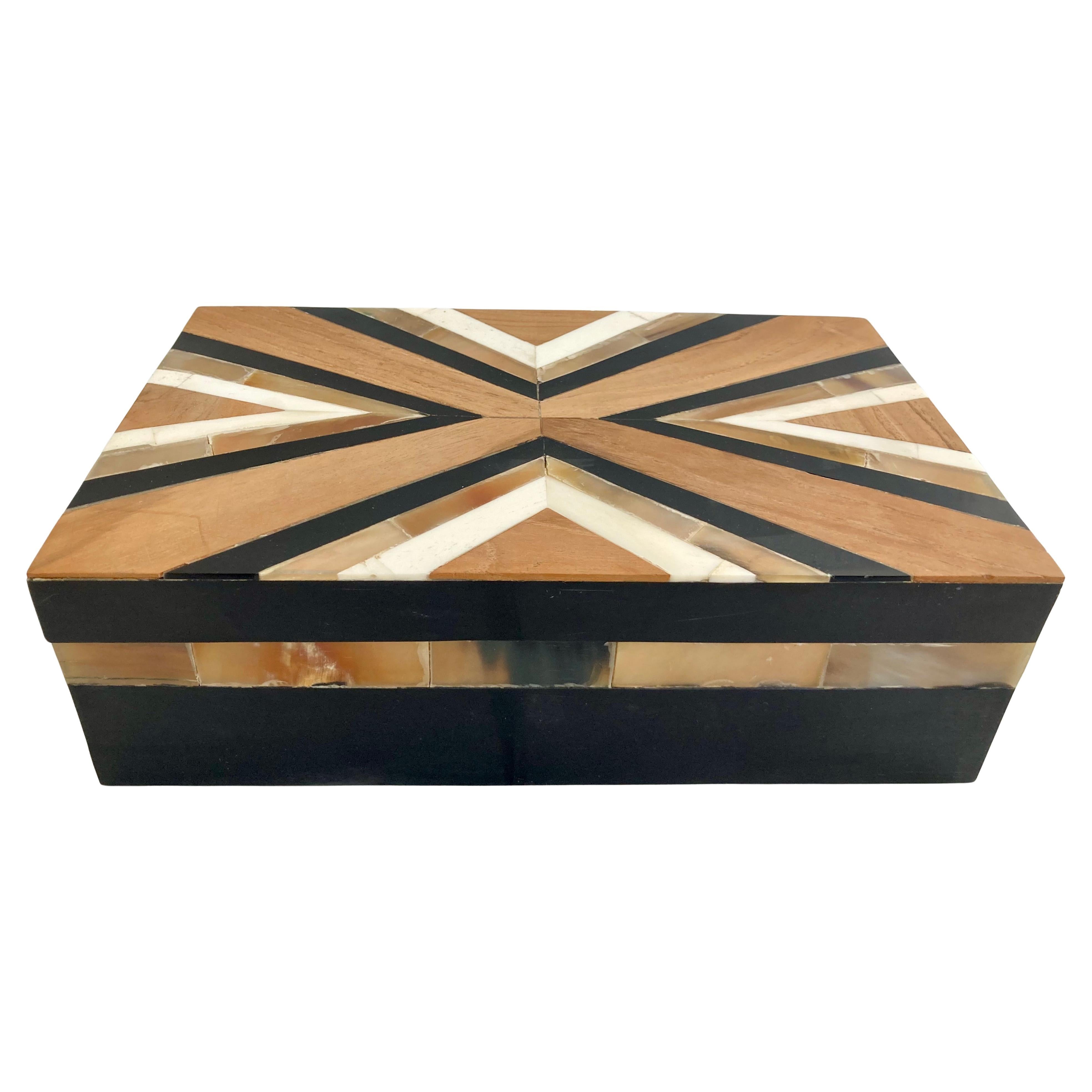 Marquetry Inlayed Covered Moderne Box