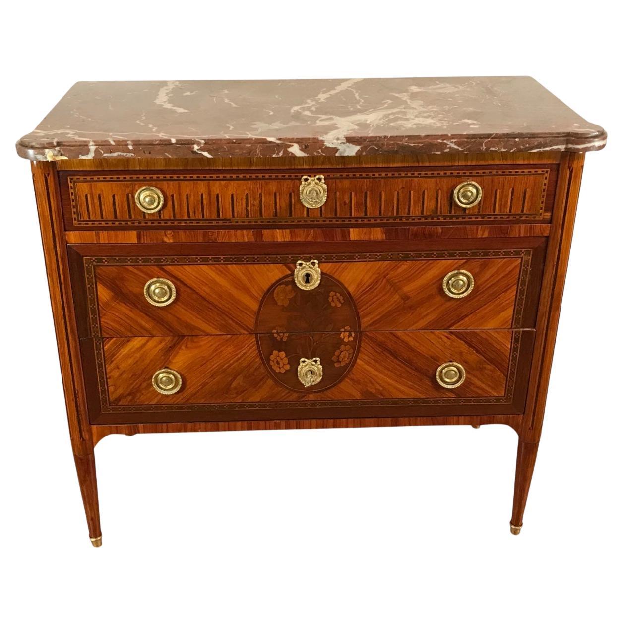 Cassettone Luigi XVI intarsiato, Francia 1770