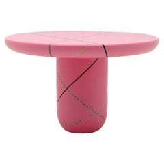 Marquetry Mania Inlaid Occasional Table in Matte Pink