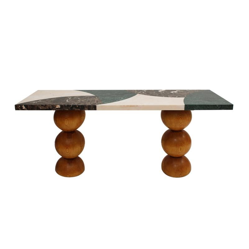 Marquetry Marble Console by L.A. Studio, Spain

Striking console designed by L.A. Studio Interiorismo, featuring a rectangular top in marquetry composed of different types of marble and supported by two sculptural legs in solid wood. The marquetry