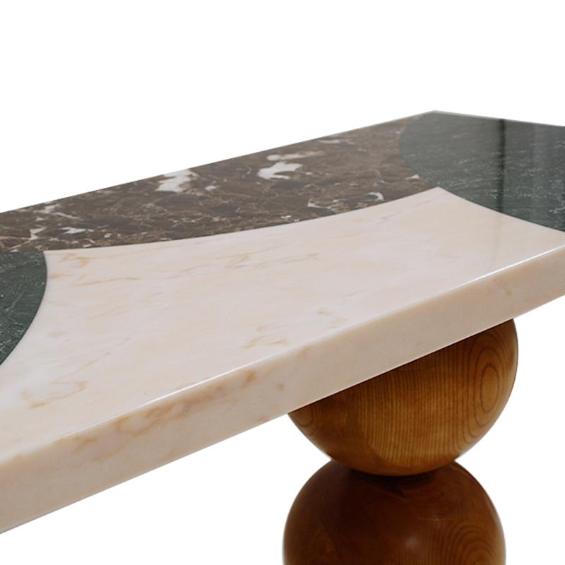 Marquetry Marble Console by L.A. Studio, Spain For Sale 2