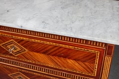 Marquetry Marble Top Commode