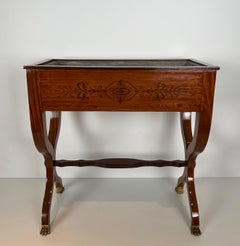 Marquetry of Woods Planter with Amaranth Inlay, "X" Base and Bronze Claw Feet