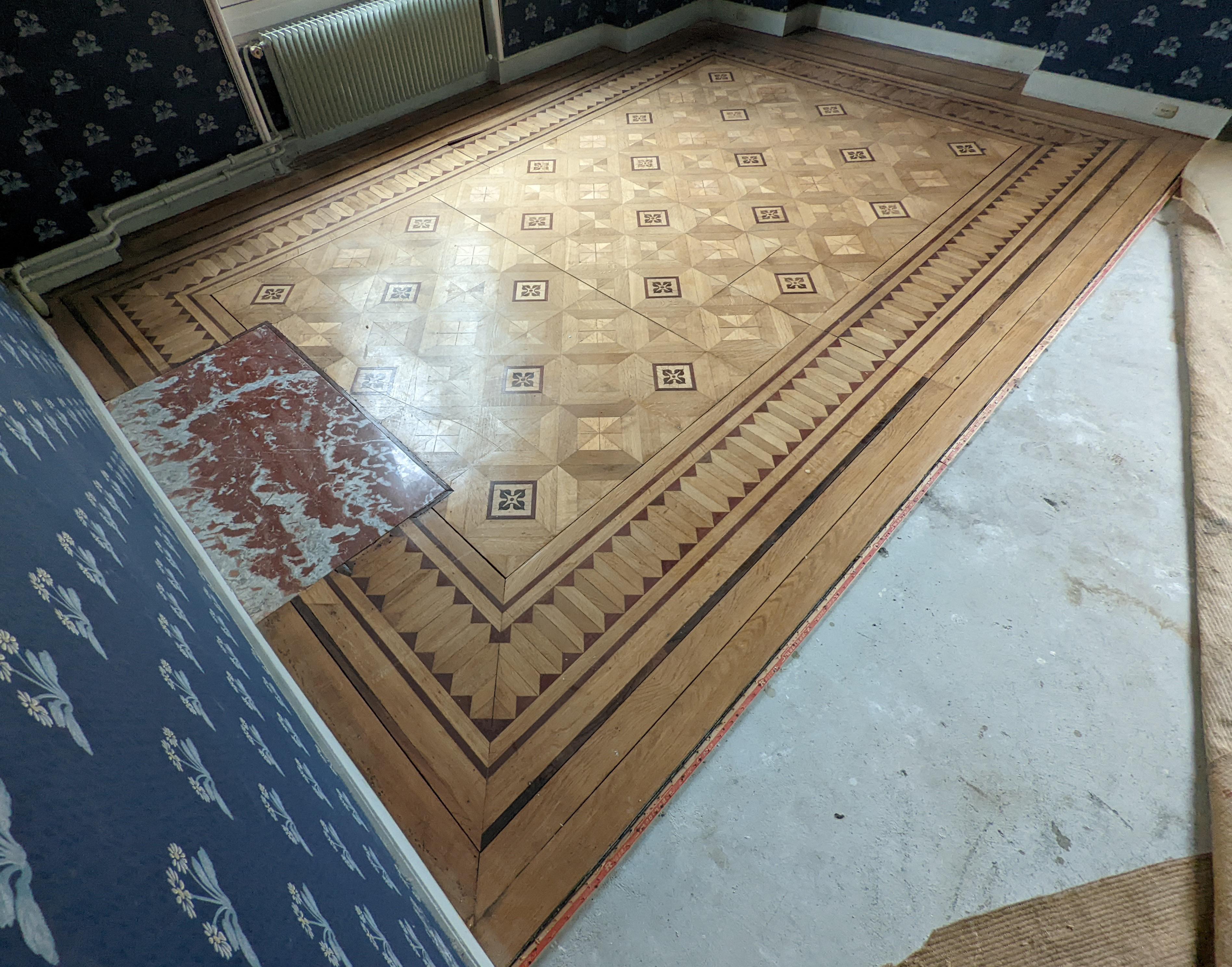gold iron parquet flooring