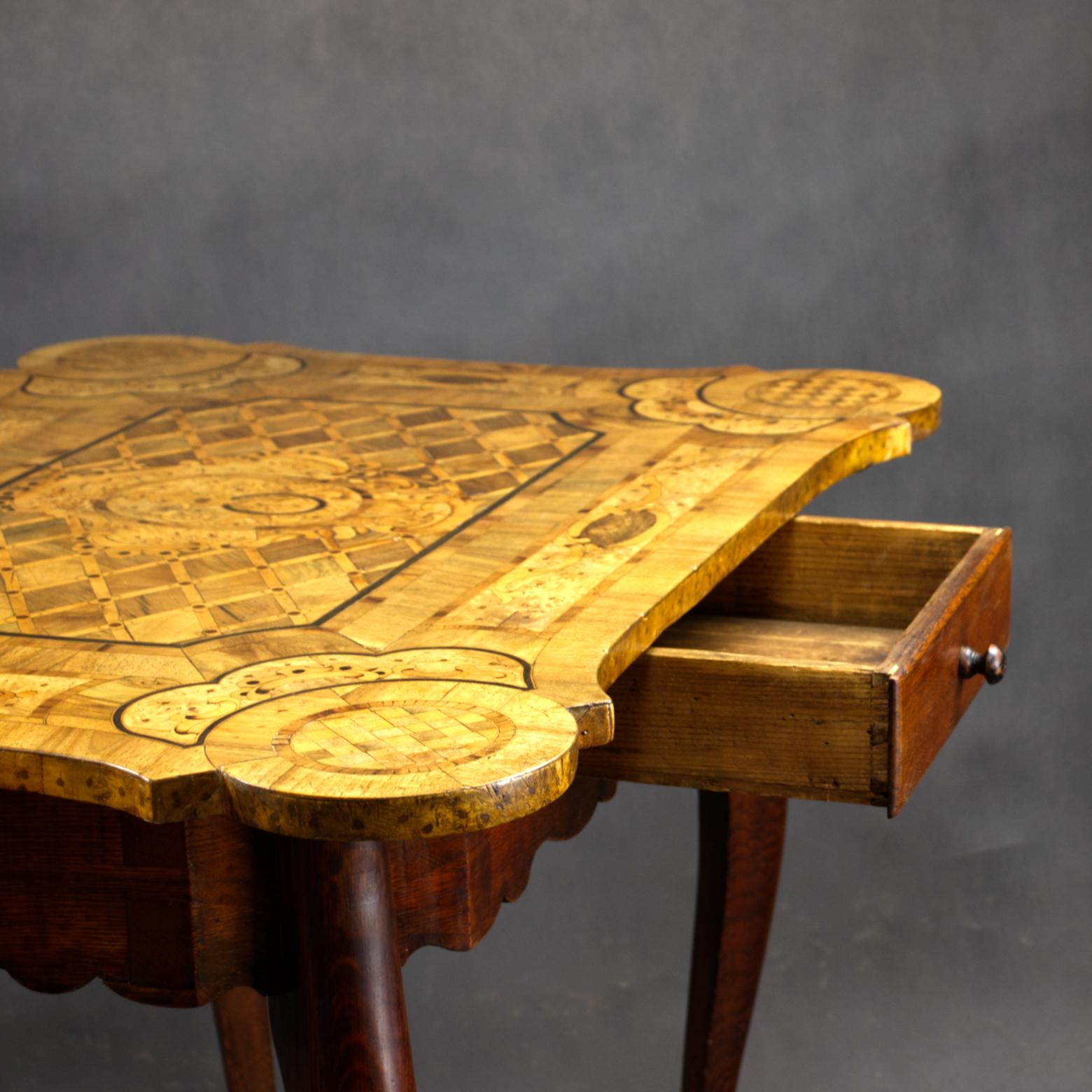 Marquetry French Rococo Table, Late 18th Century For Sale 5