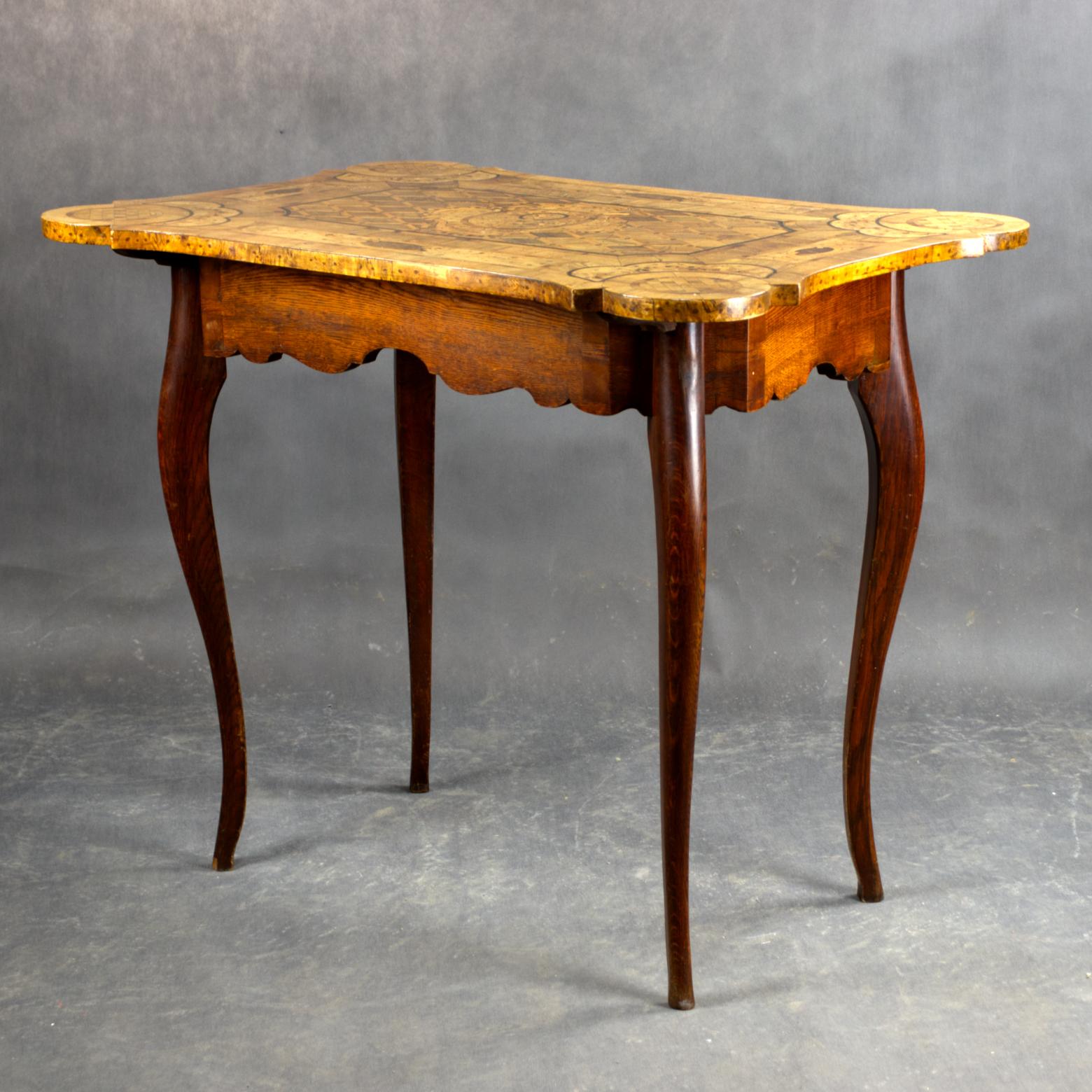 18th Century and Earlier Marquetry French Rococo Table, Late 18th Century For Sale