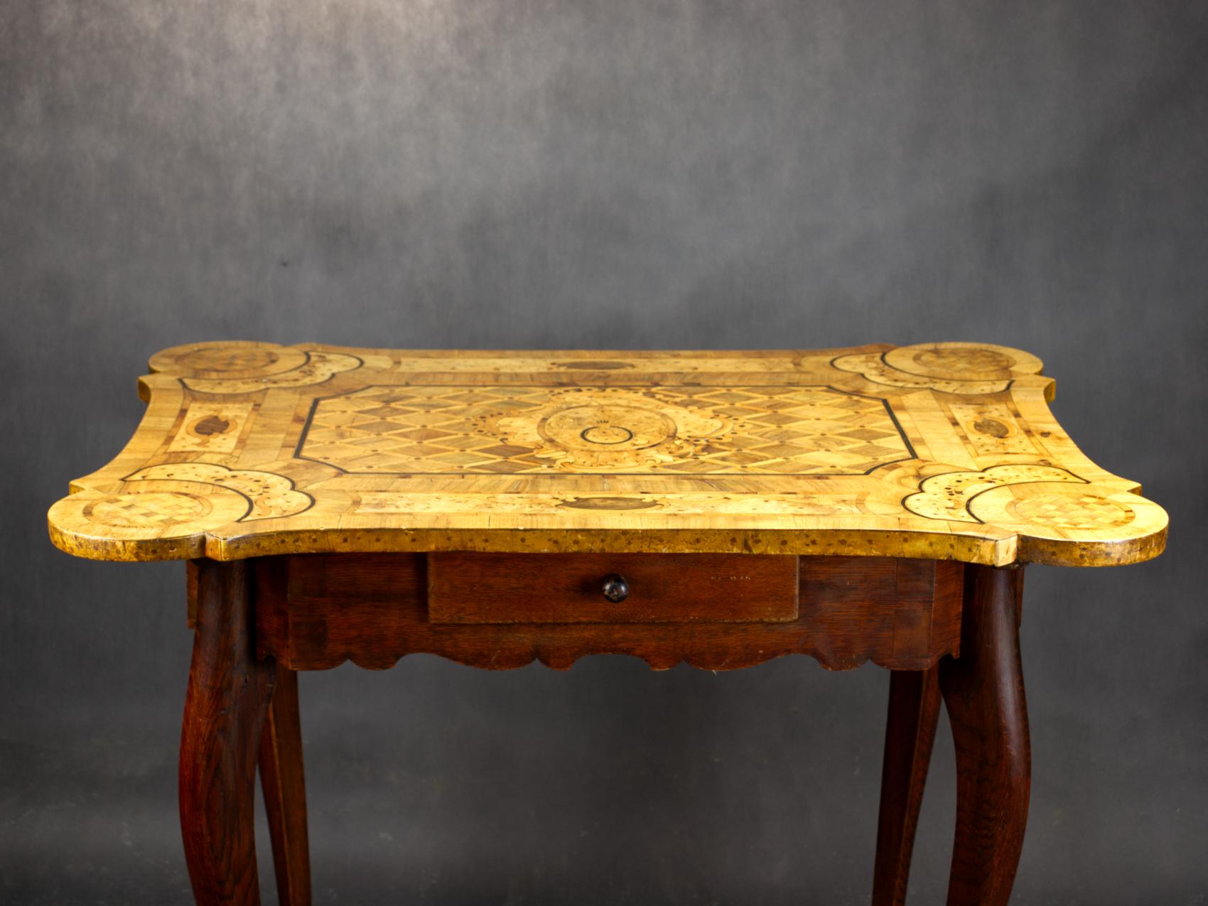 Marquetry French Rococo Table, Late 18th Century For Sale 3