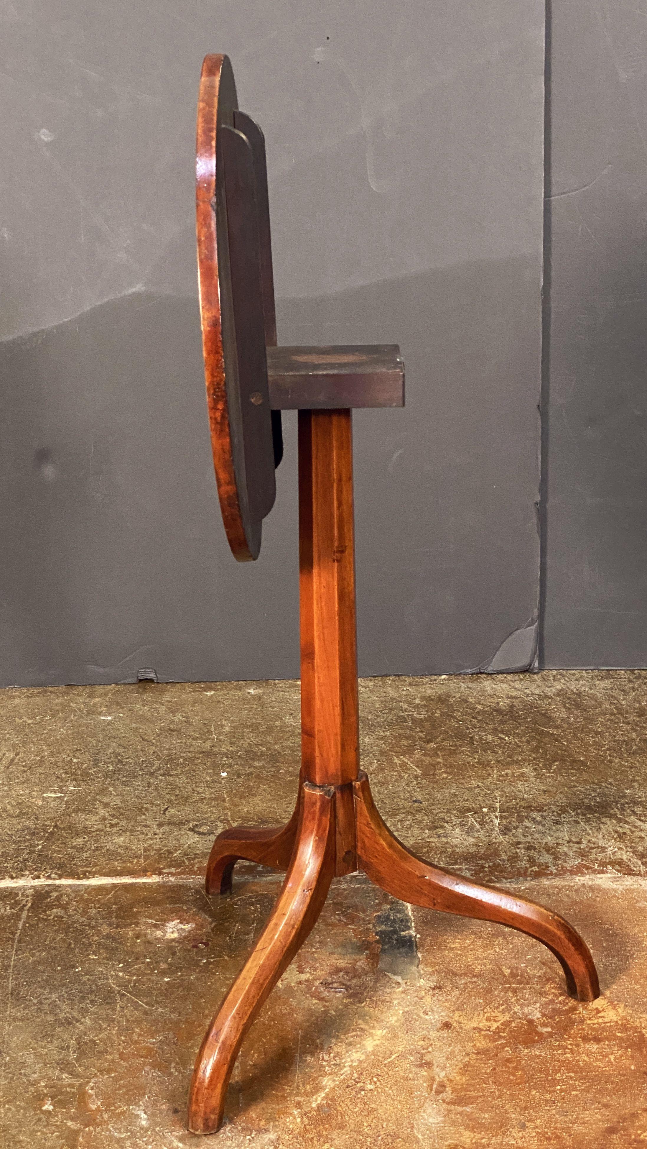Marquetry Round Top Tripod Table from England 4