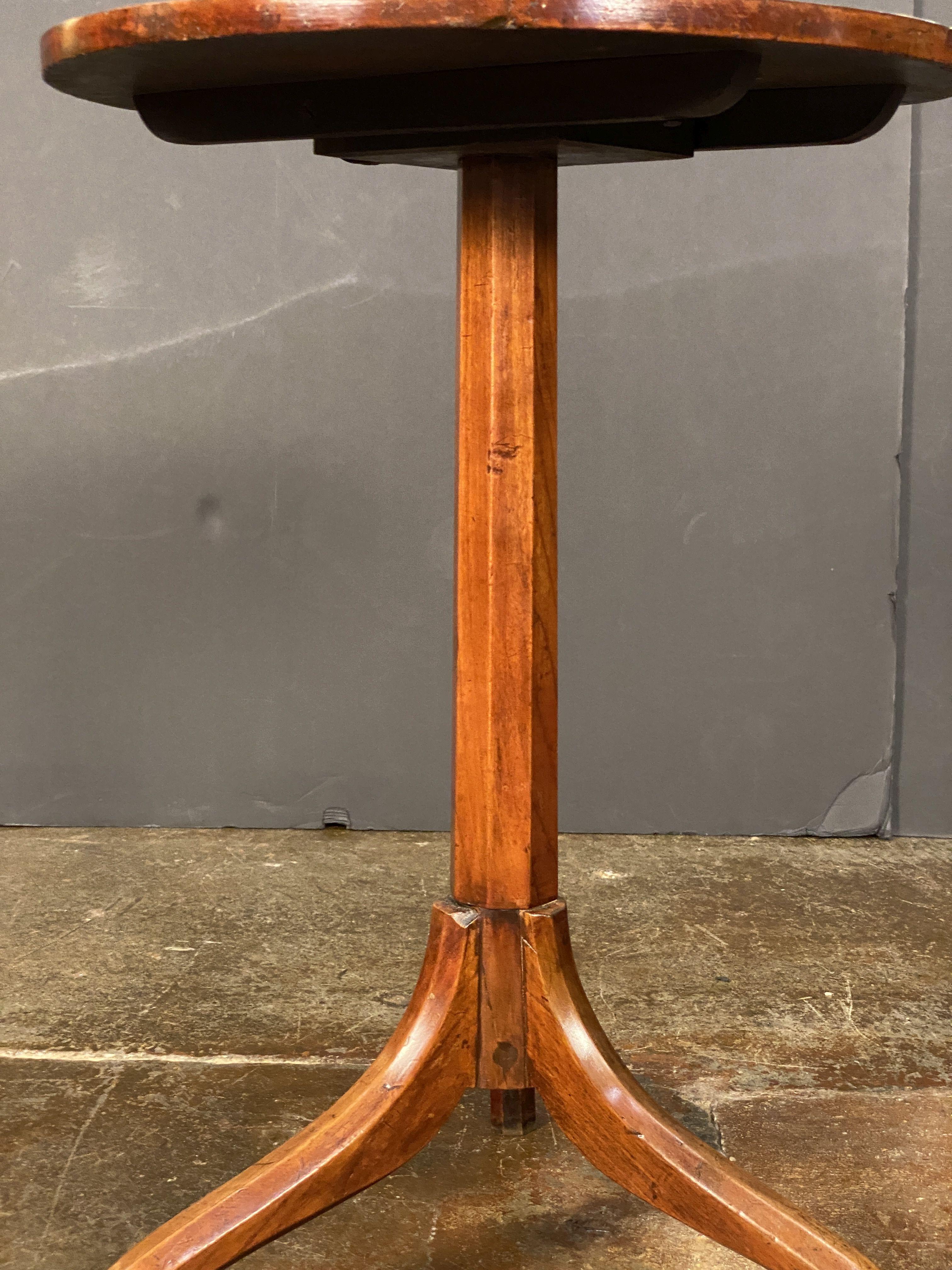 Marquetry Round Top Tripod Table from England 6