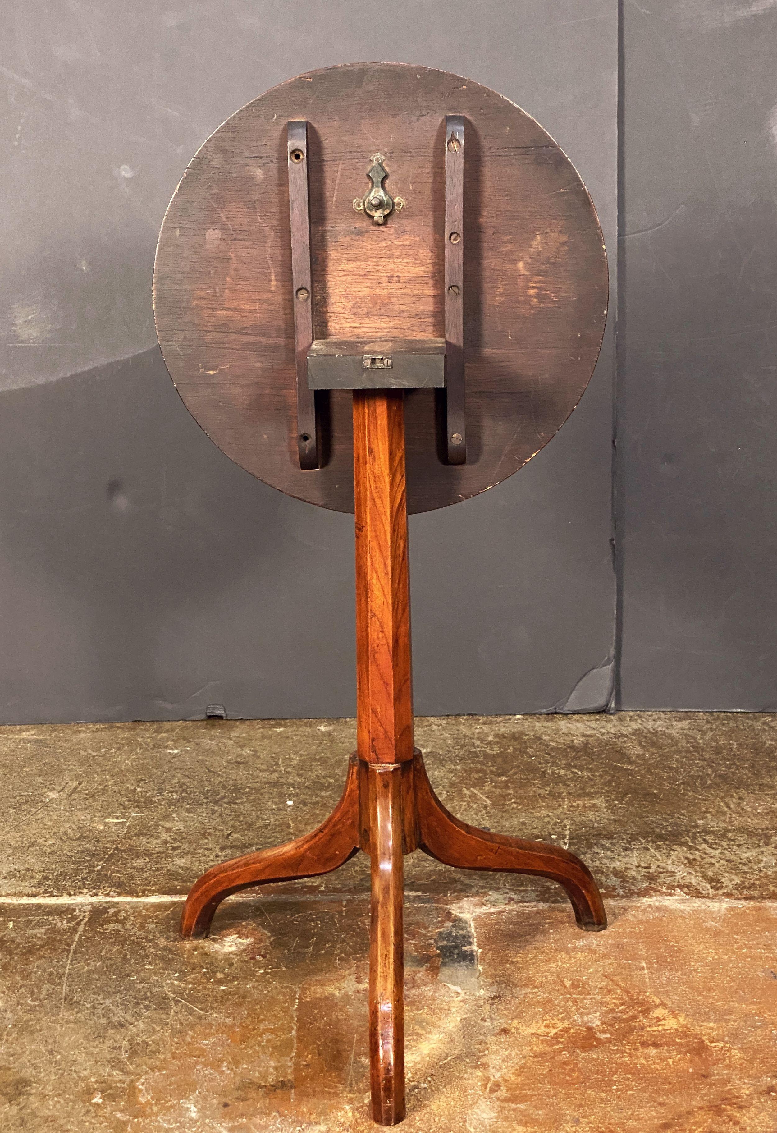 Marquetry Round Top Tripod Table from England 2
