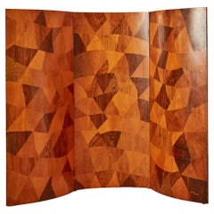 Vintage Marquetry Screen by Michel Lefevre