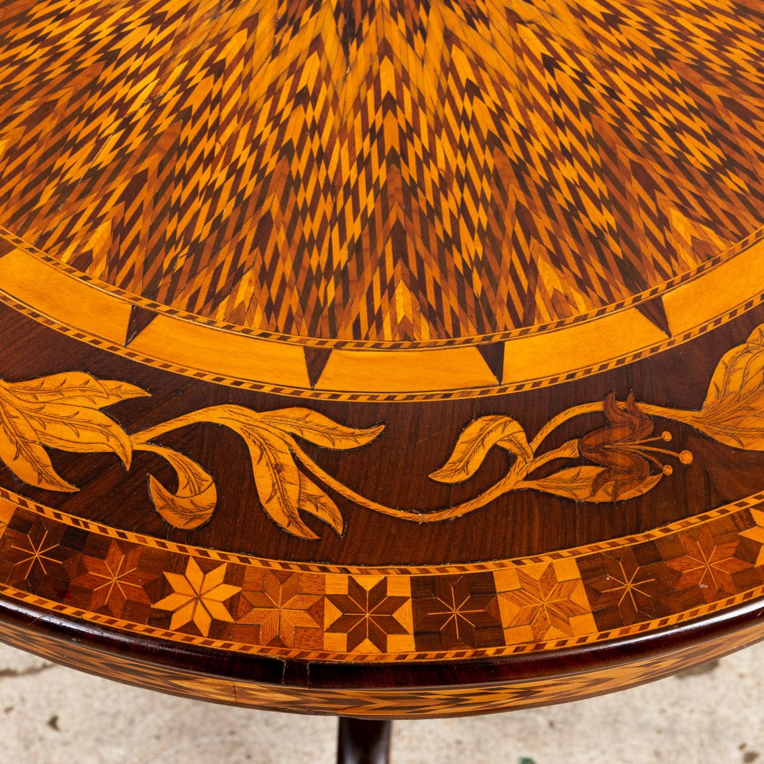 Italian Marquetry Side Table For Sale