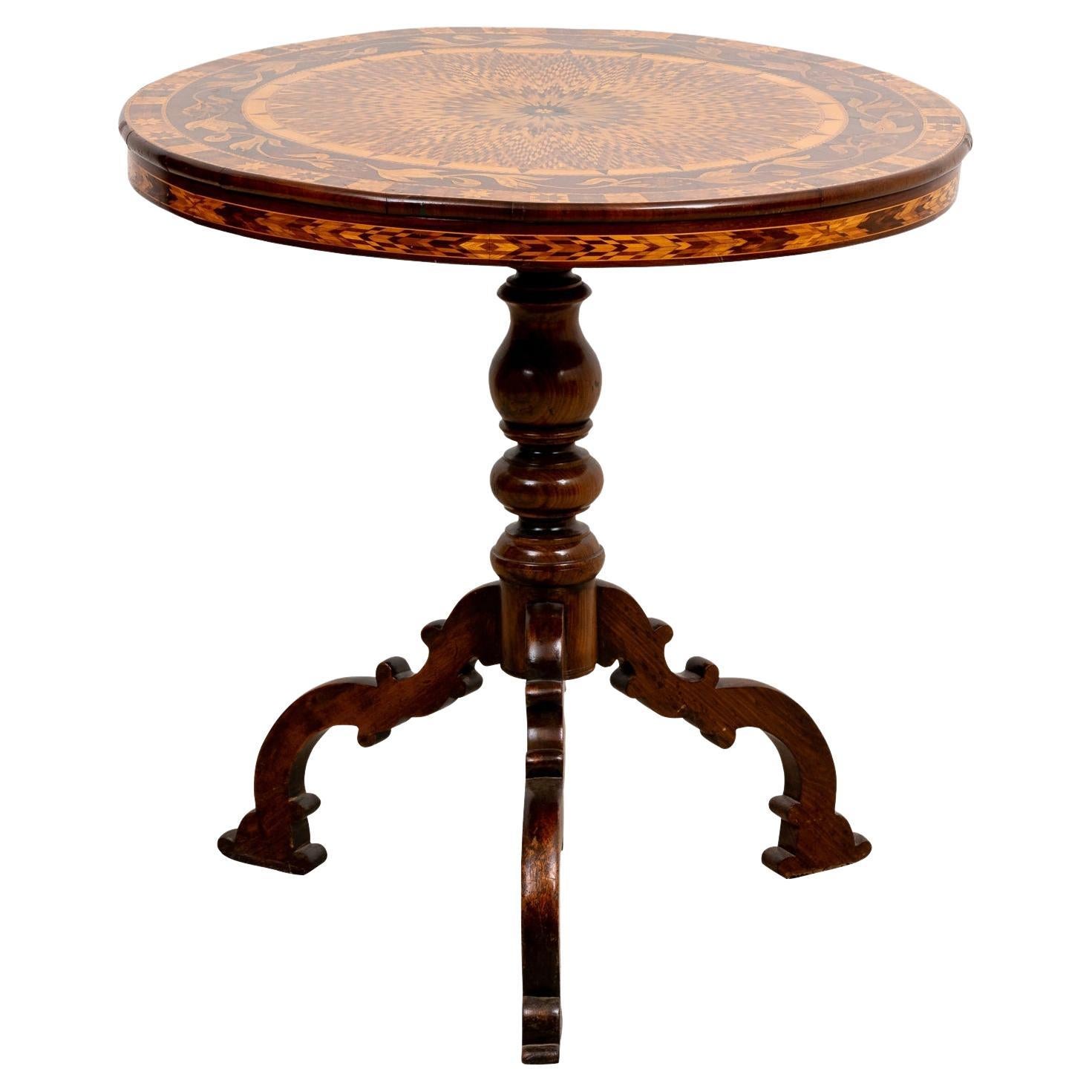 Marquetry Side Table For Sale