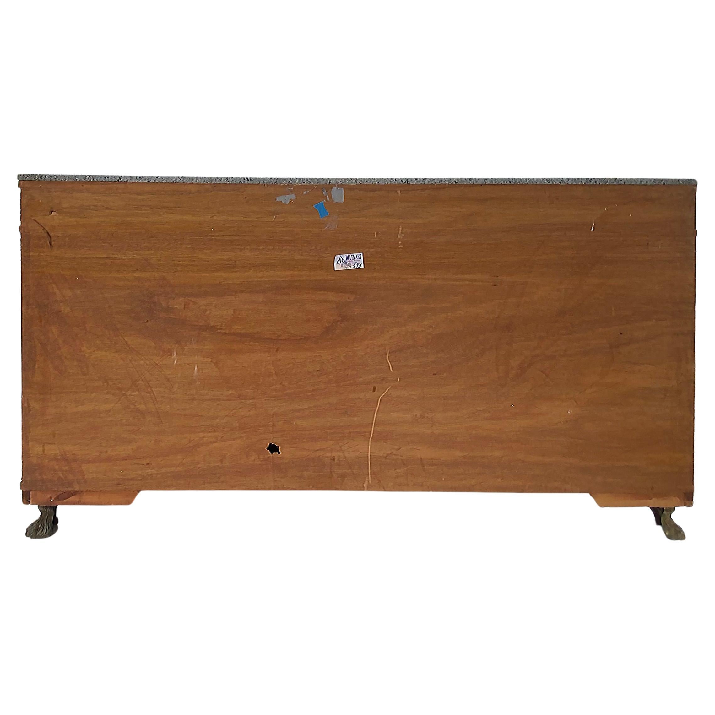 Marquetry Sideboard French, Granite, Inlay, Bronze Mounts and Feet For Sale 8