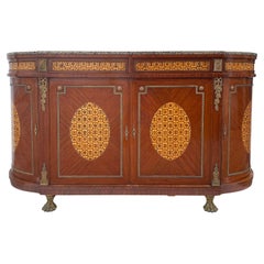 Marquetry Sideboard French, Granite, Inlay, Bronze Mounts and Feet