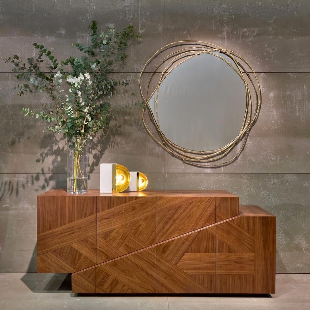 Hand-Crafted Marquetry Sideboard in American Walnut Veneer For Sale