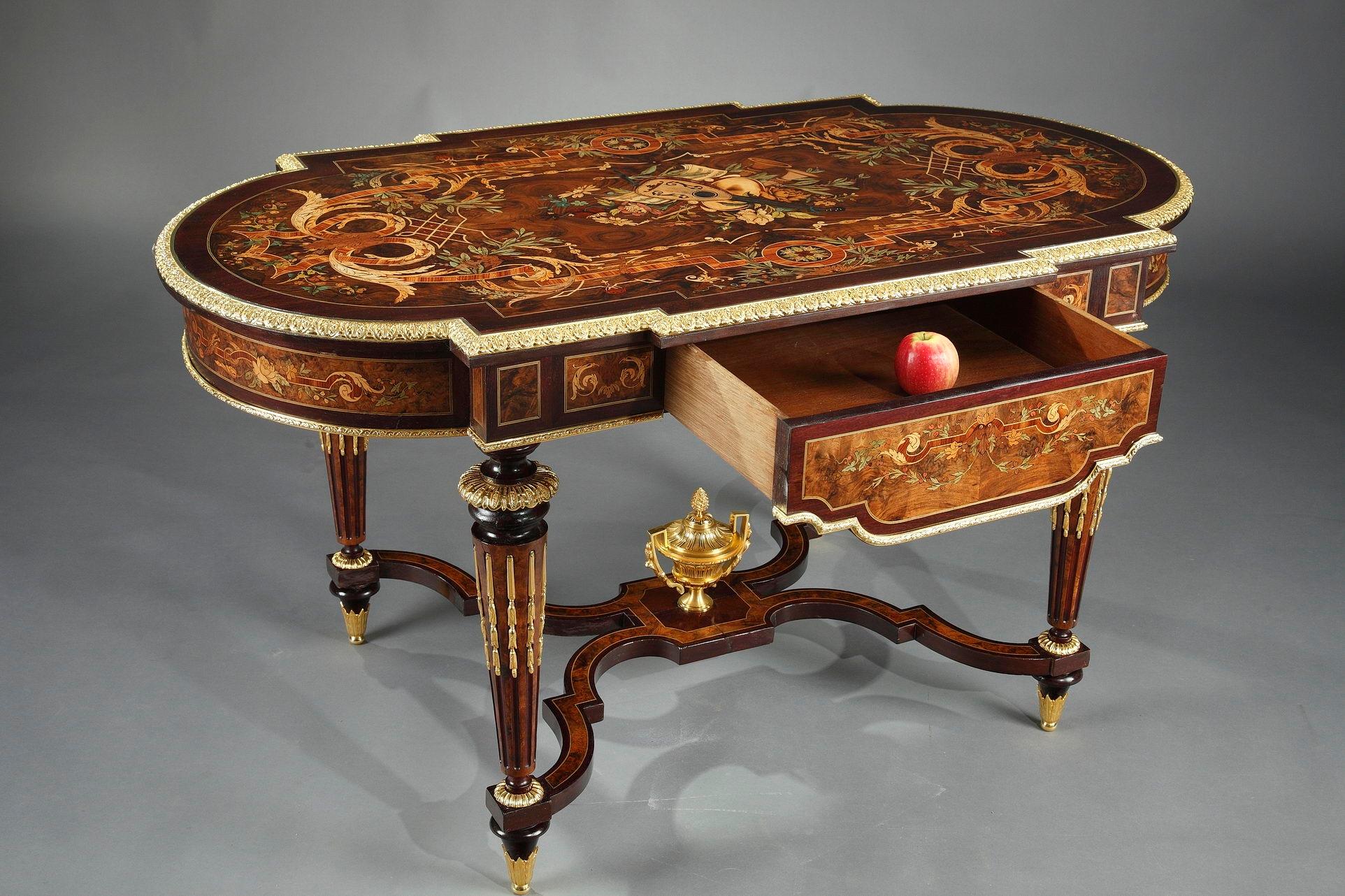 Marquetry Table in Louis XIV Style 3
