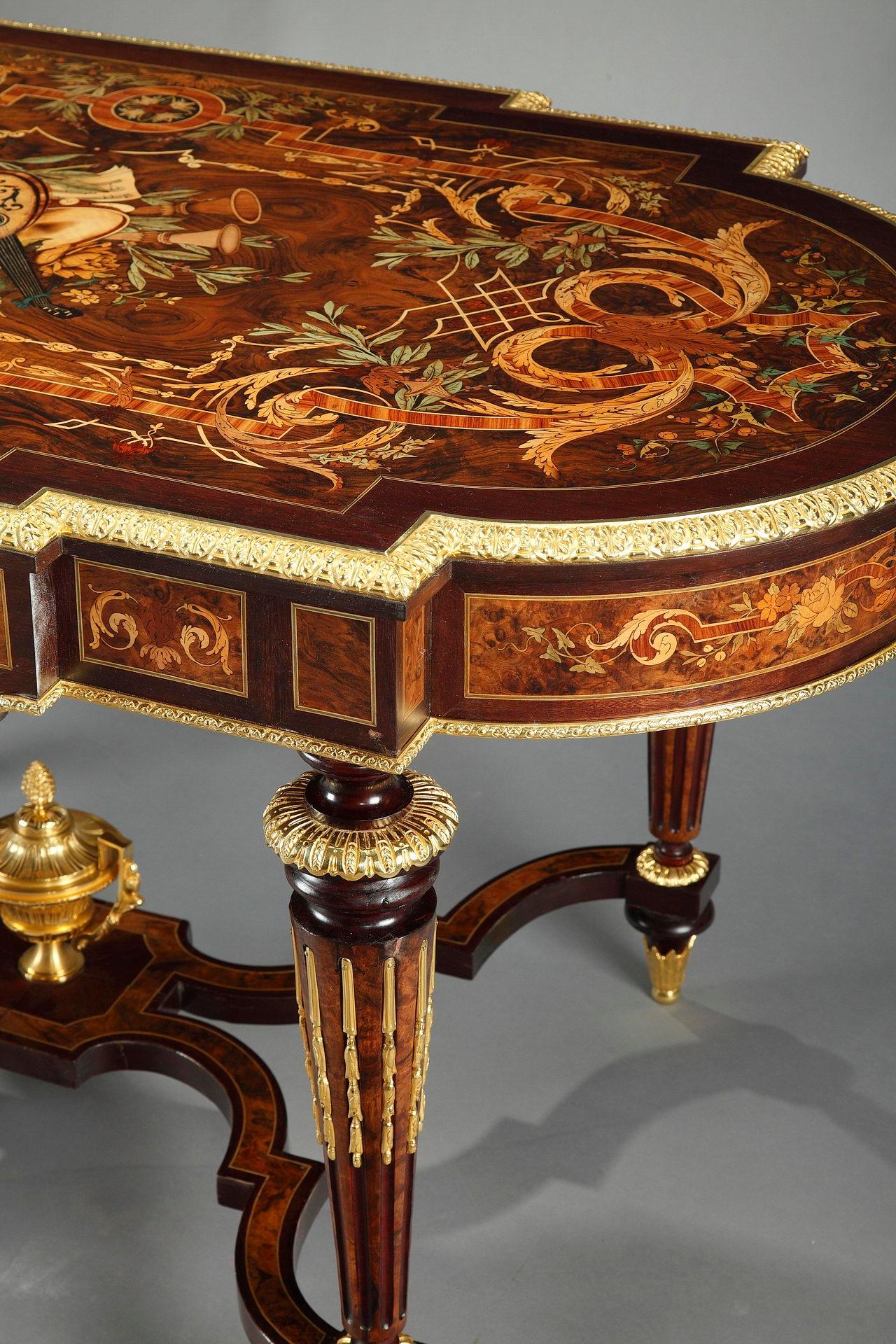 Marquetry Table in Louis XIV Style 5