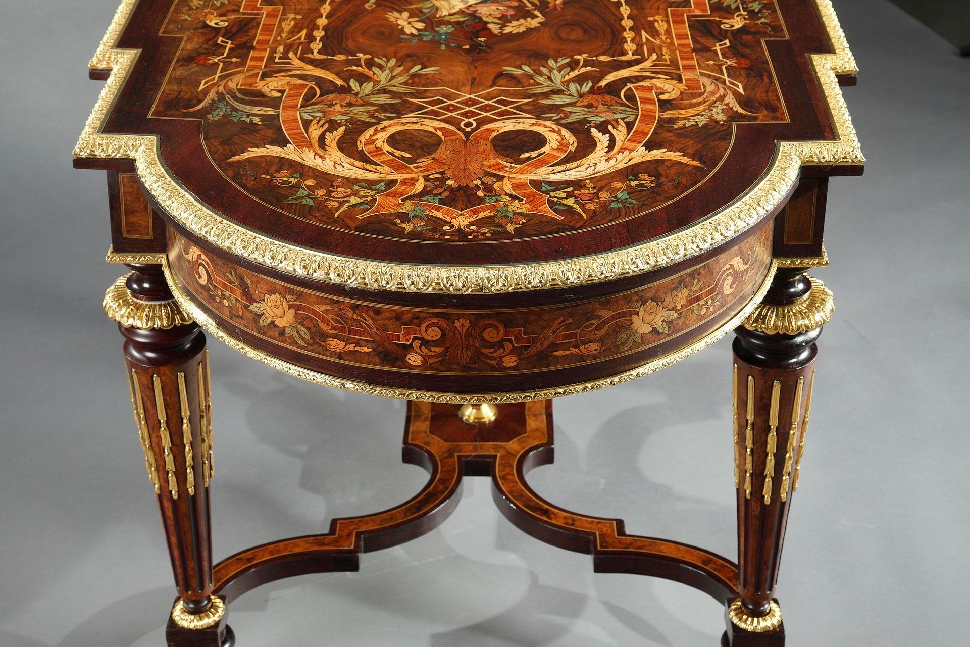 Marquetry Table in Louis XIV Style 8
