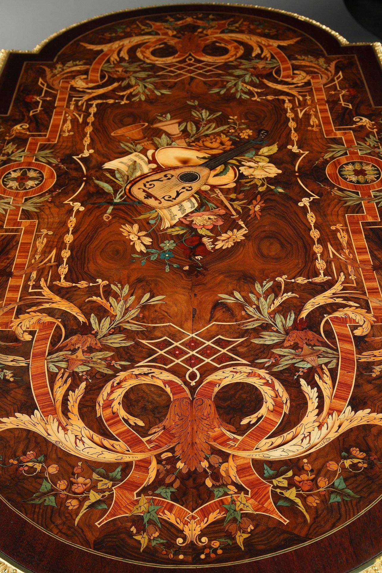 Marquetry Table in Louis XIV Style 9
