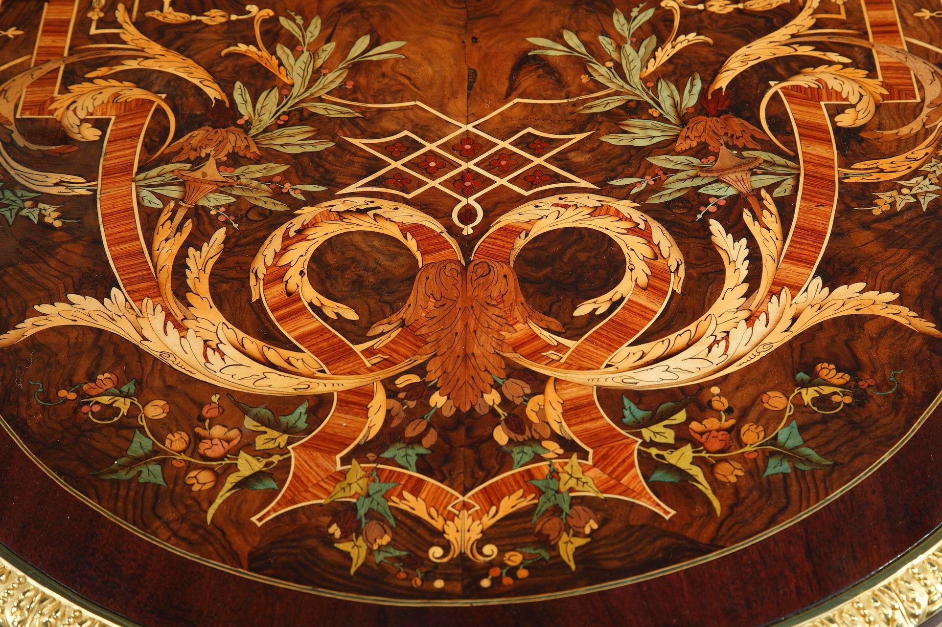 Marquetry Table in Louis XIV Style 10