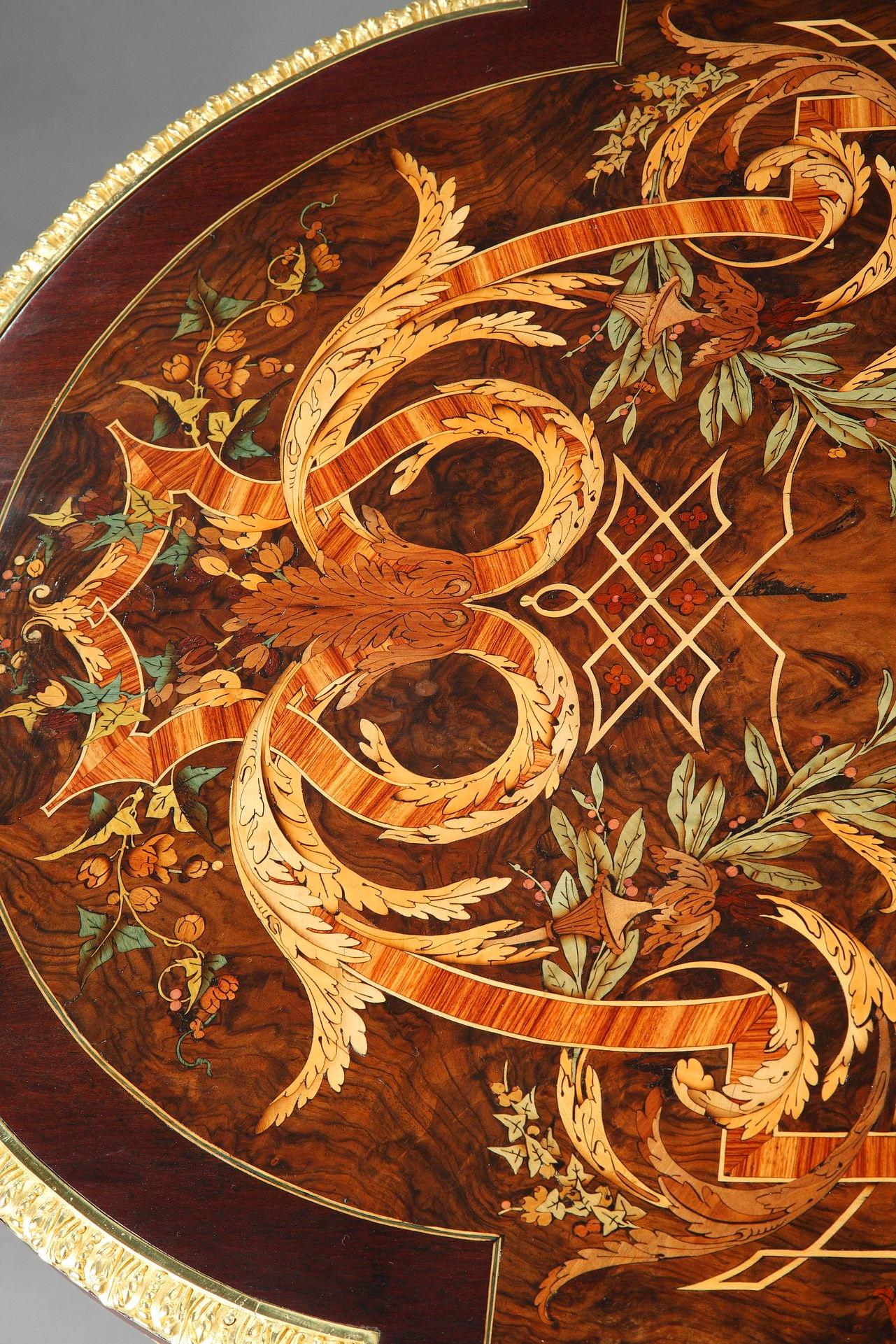 French Marquetry Table in Louis XIV Style