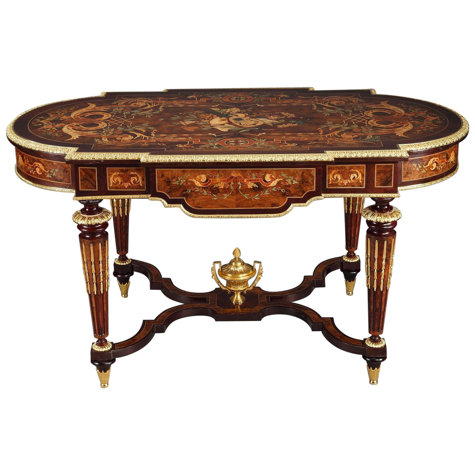 Marquetry Table in Louis XIV Style