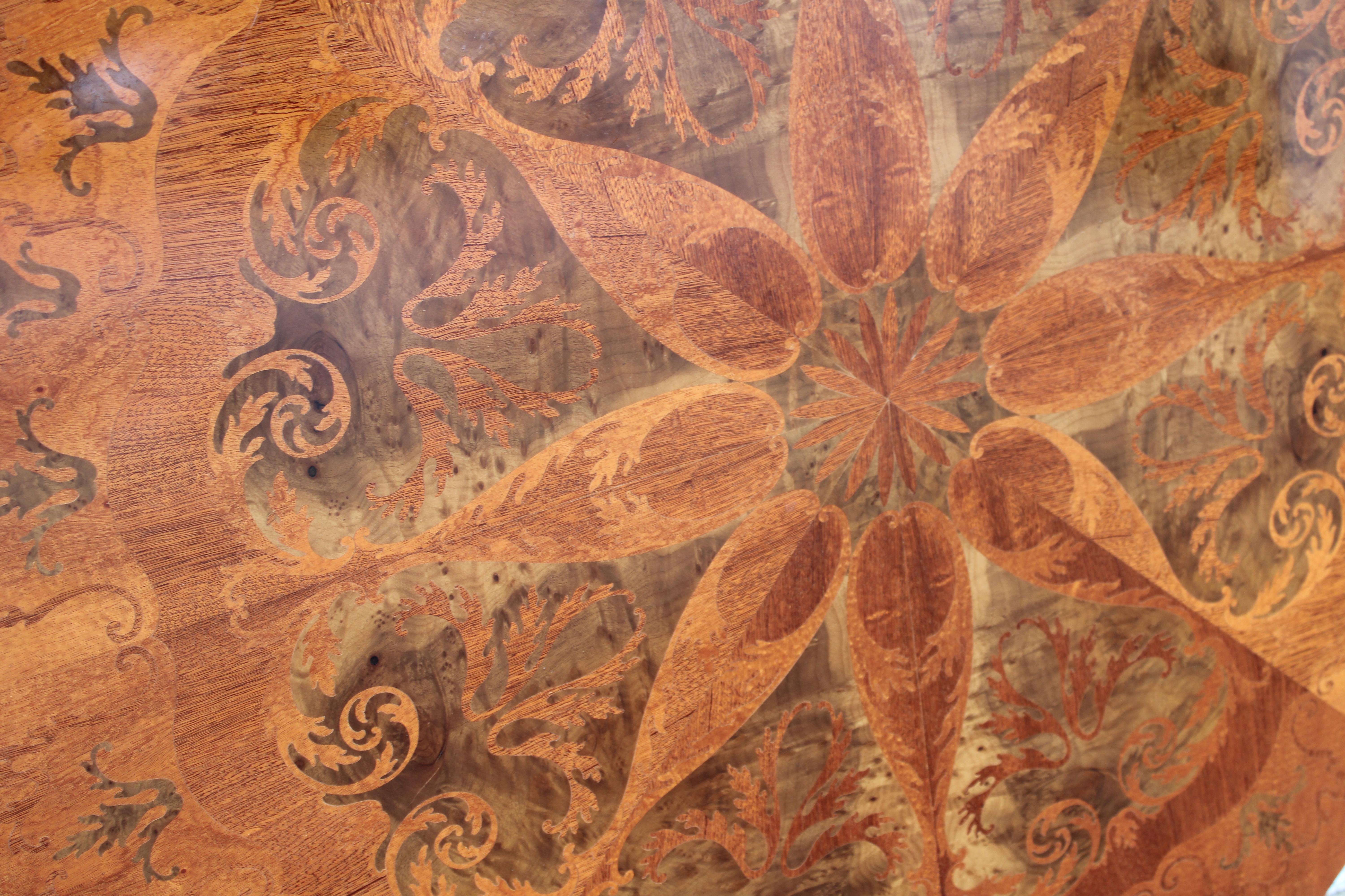 Marquetry Table Top with Kaleidoscopic Pattern, Made in Italy In Good Condition For Sale In Palm Springs, CA