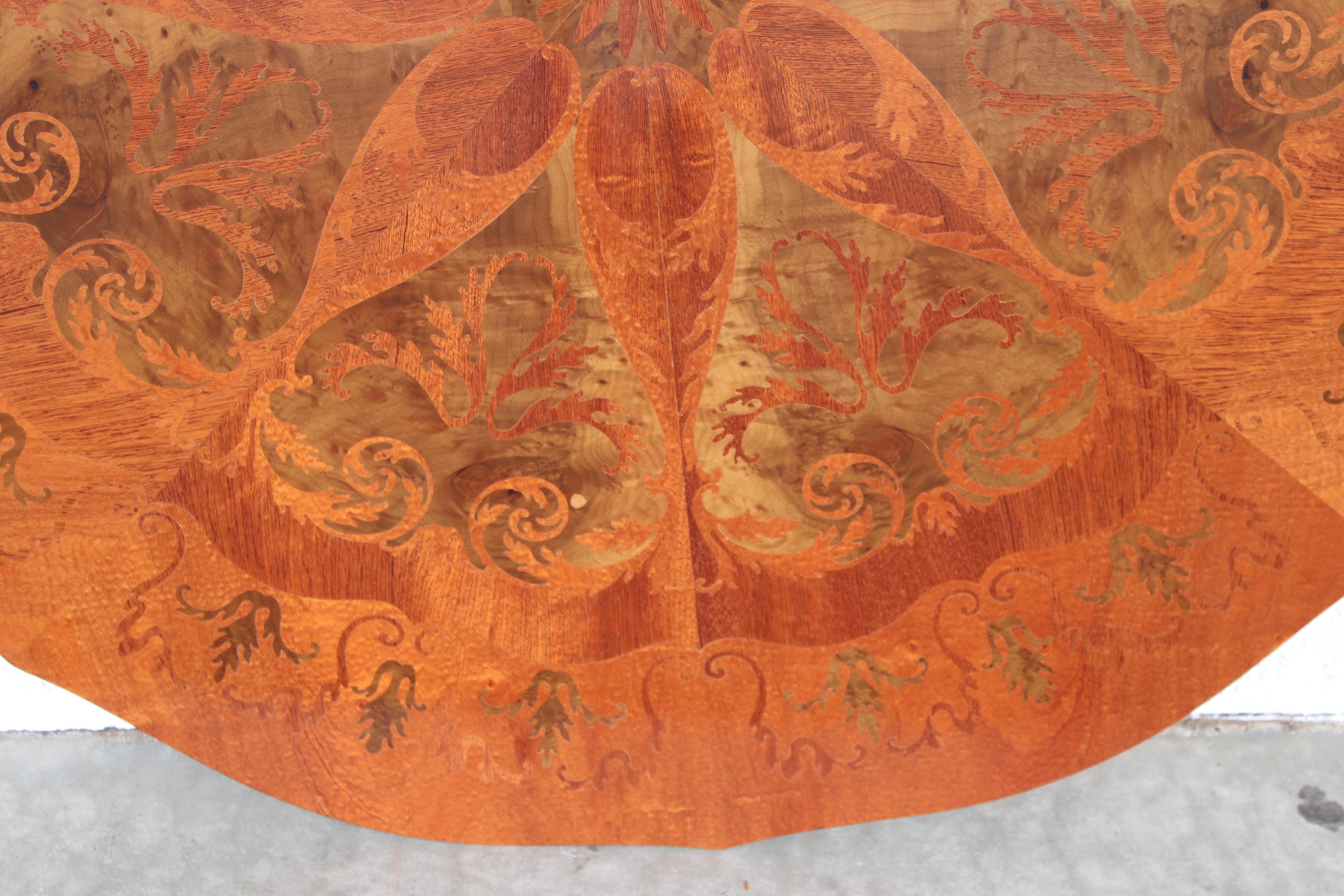 Wood Marquetry Table Top with Kaleidoscopic Pattern, Made in Italy For Sale