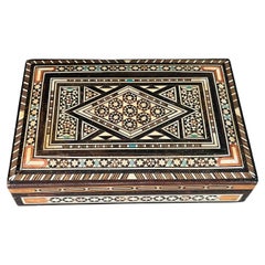 Marquetry Wood Box with Mosaic Bone Inlays, Middle East, circa 1940s