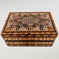 Marquetry Wood Box with Mosaic Bone Inlays, Middle East. c. 1970's