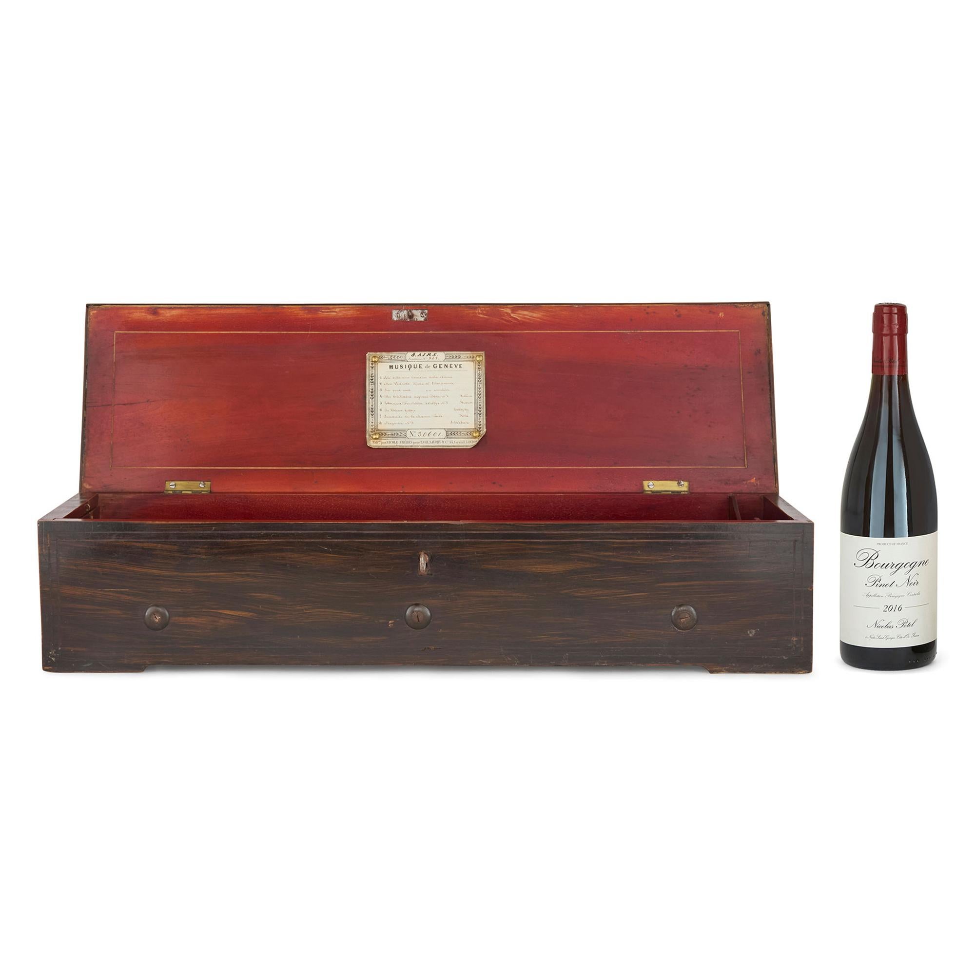 Caja de música de marquetería de madera de Nicole Frères Metal en venta