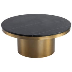 Marquina Black Marble and Brass Coffee Table