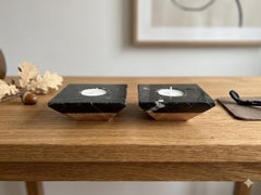 Satz von zwei Marquina Schwarzer Marmor Kerzenhalter Design Muttertag Geschenk Spanien