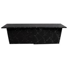 Vintage Marquina Black Marble lacquer Italian Post Modern Sideboard, 1980s