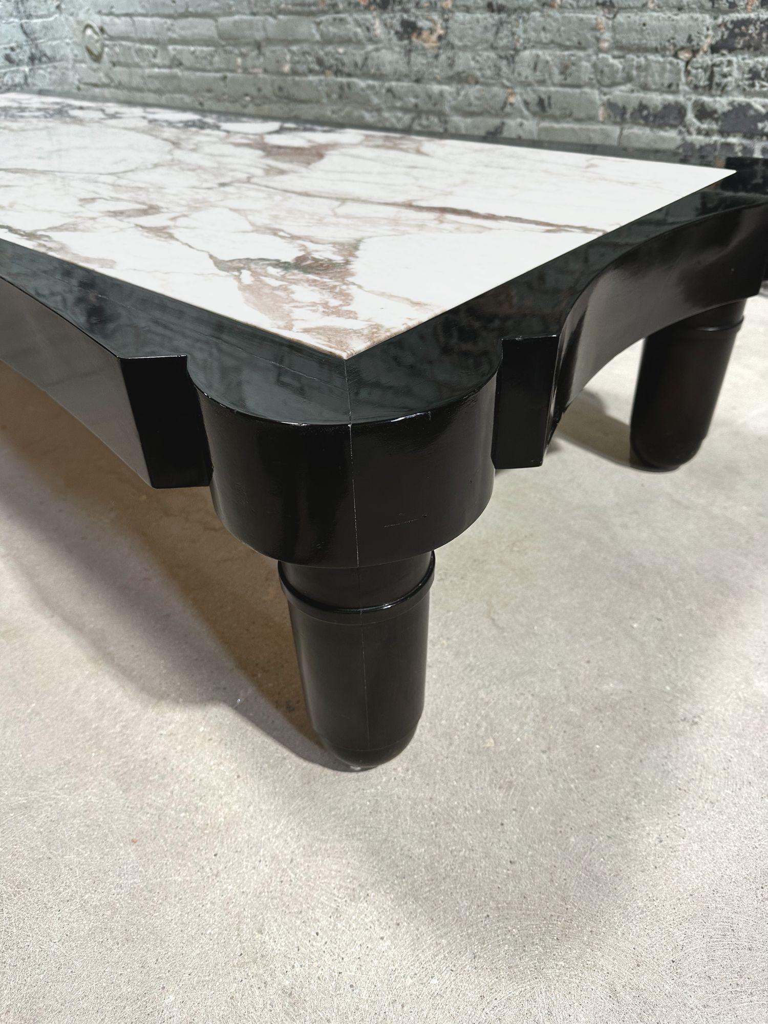 Marquina Marble Coffee Table by Edith Norton, Signed Plate 1970 For Sale 1