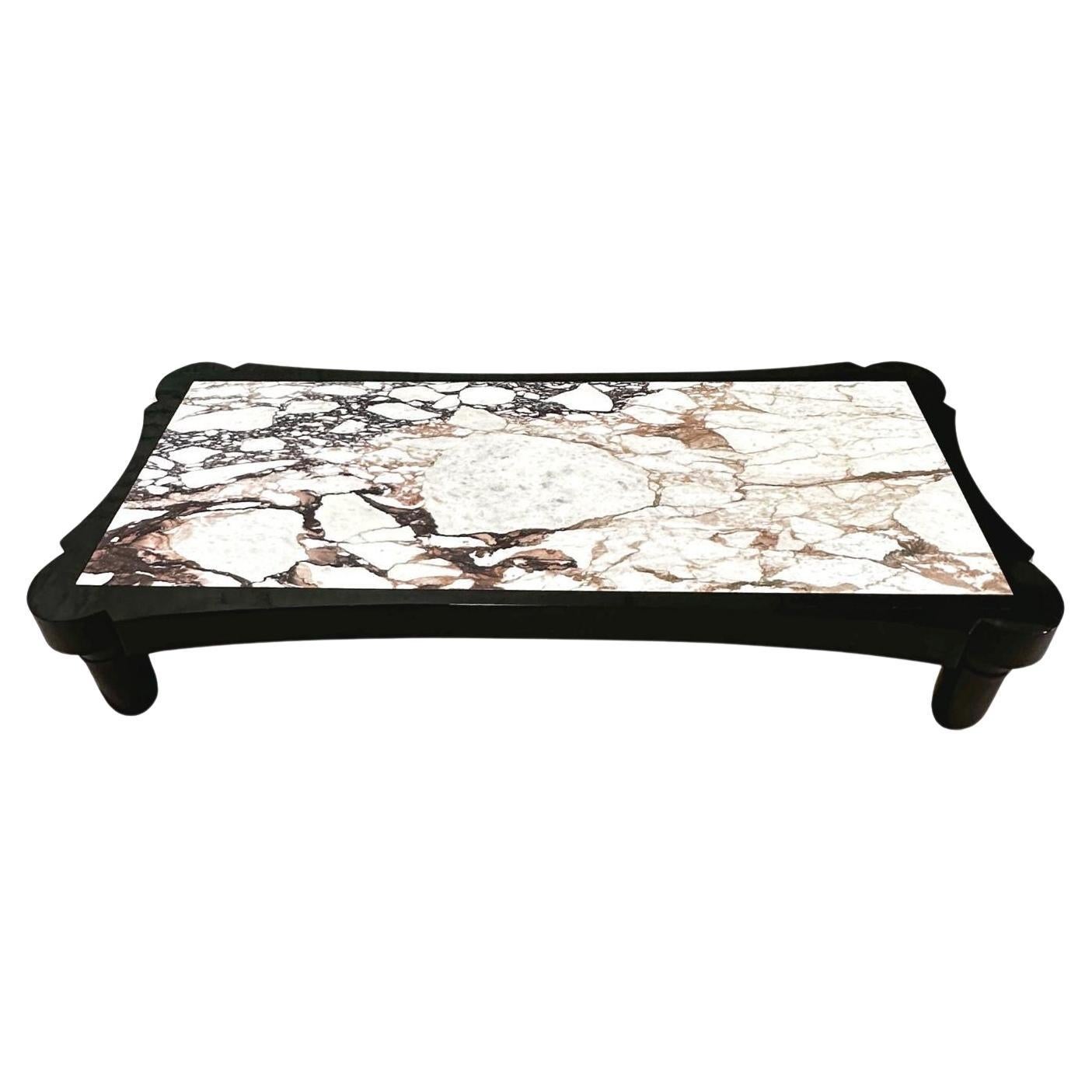 Marquina Marble Coffee Table by Edith Norton, Signed Plate 1970