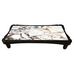 Vintage Marquina Marble Coffee Table by Edith Norton, Signed Plate 1970