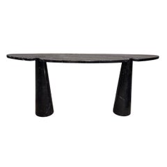 Marquina Midcentury Black Marble Console, Angelo Mangiarotti, Italy, Signed EROS