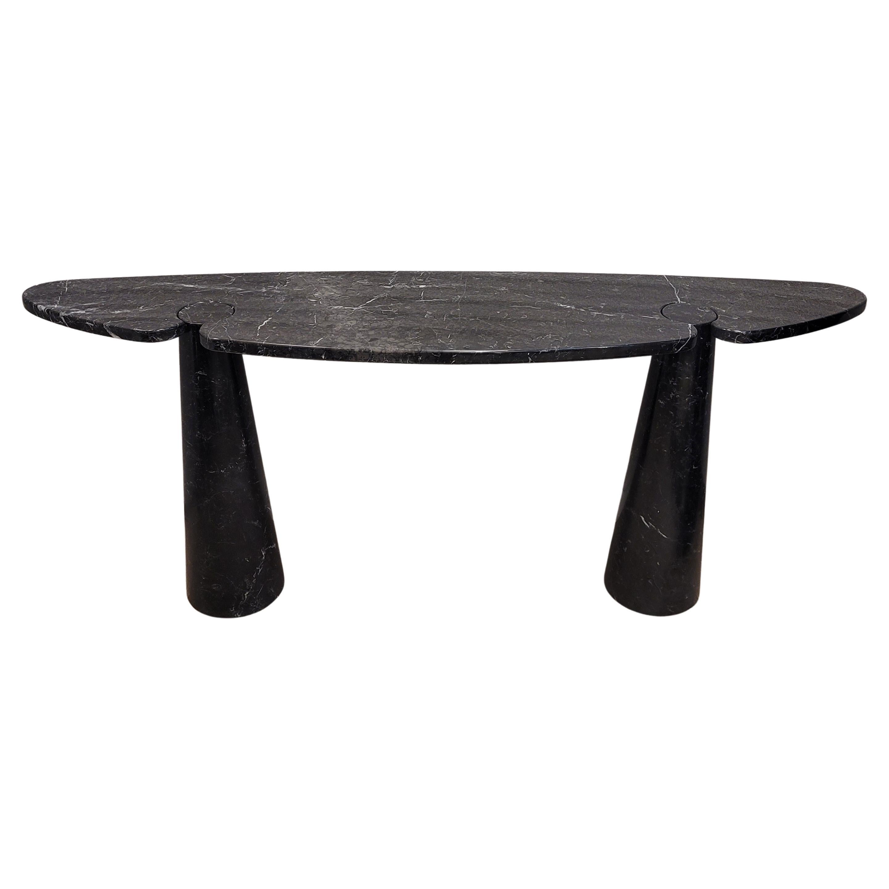 Marquina Midcentury Black Marble Console, Angelo Mangiarotti, Italy, Signed EROS For Sale
