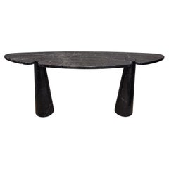 Marquina Midcentury Black Marble Console, Angelo Mangiarotti, Italy, Signed EROS