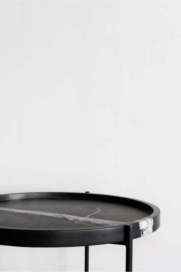Hand-Crafted Marquina Side Table by Croft House For Sale