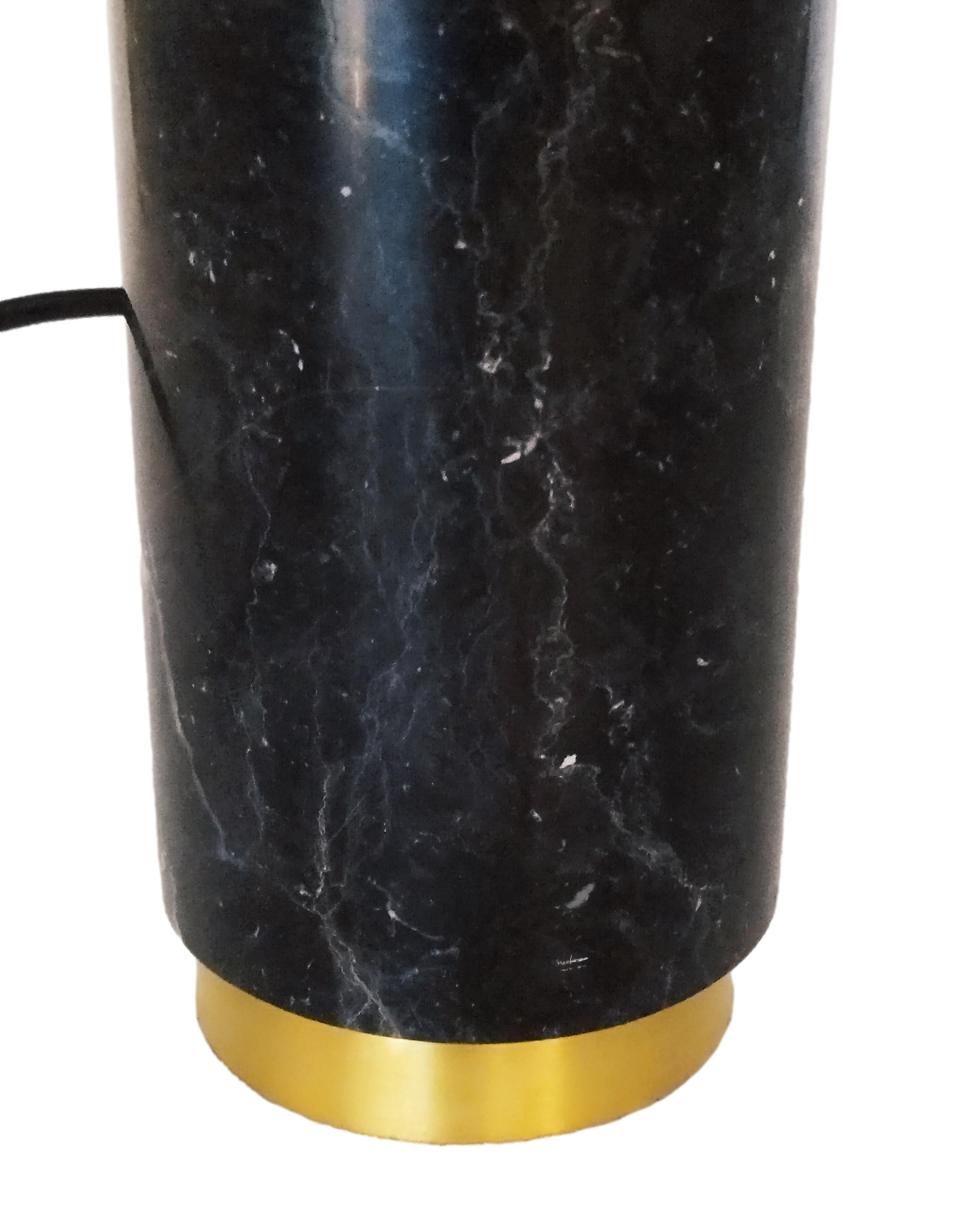 Mid-Century Modern Marquinia Black Marble and Brass Table Lamp, Italy 1970s For Sale